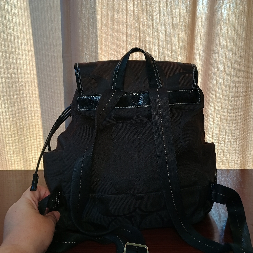 Coach Kyra Signature Logo Canvas Backpack - Picture 3 of 7